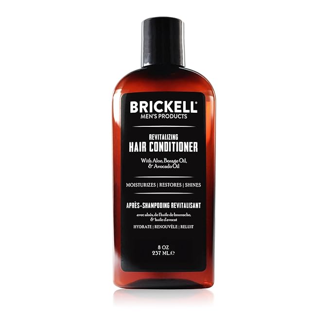 Brickell Men's Revitalizing Hair Conditioner for Men, Natural and Organic Nourishing Hair Conditioner, Restores Shine and Moisture, 8 Ounce, Scented, New Formula
