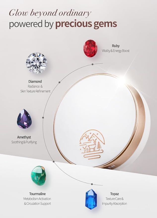 Beaudiani Mesh Glow Cushion Foundation Dewy Korean Cushion with Gemstone Complex & Skincare Benefits (12g) (#1 Natural Cover Daily (#21))