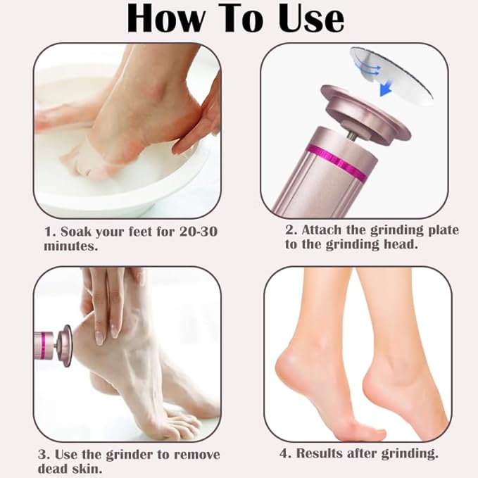 Ideal Swan 2 in 1 Electric Feet Callus Remover, 9 Adjustable Speed Foot File with Sandpaper Discs & Grinding Heads, Electric Foot Callus Remover Cutin Dead Skin calluses for Men Women(Pink)