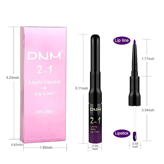 3Pcs 2 in 1 Burgundy Red Black Dark Purple Matte Lip Liner and Liquid Lipstick Stain Makeup Set for women, Long Lasting Smudge Proof Lip Tint Matte Finish Lip Gloss for All-Day Color Hold, Set28