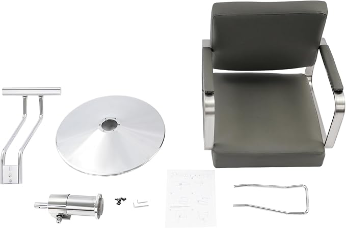 Artist Hand Salon Chair for Hair Stylist, 360° Swivel Hydraulic Barber Chair Barber Styling Chair Tattoo Chair Salon & Spa Chairs for Hair Stylist Women Man, Max Load Weight 440 Lbs (Grey+Silver)