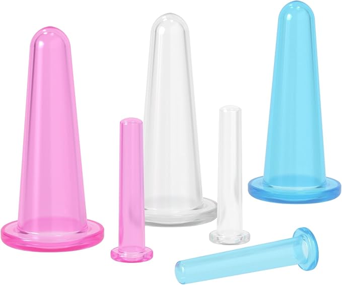 4Pcs Massage Cupping Set Silicone Mini Facial Cups Face Massager Helper Skin Care Neck Back Eyes Massaging Cup Safe to Use, Don't Worry About Burns Health Care Products (Blue)