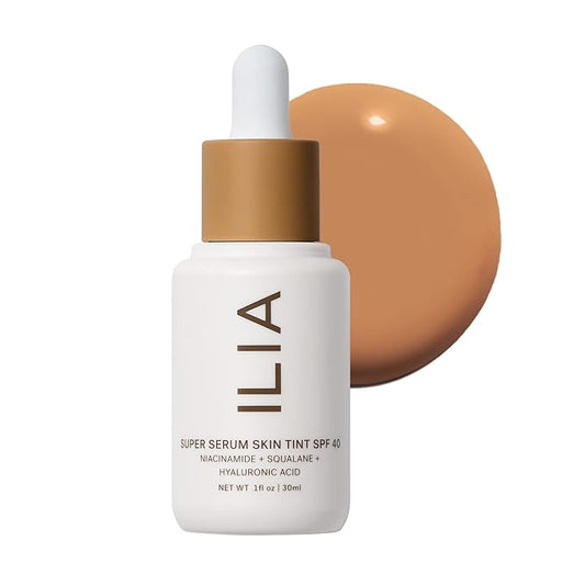 ILIA - Super Serum Skin Tint SPF 40 | Non-Comedogenic, Vegan, Lightweight to Help Against Blue Light, + Pollution while Hydrating, Smoothing, + Refining (Papakolea ST12.75, 1 fl oz | 30 ml)
