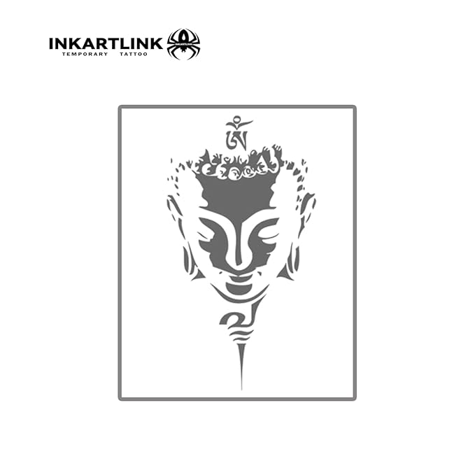 INKARTLINK Semi Permanent Tattoo, creative men's party tattoo, exquisite and realistic design, interesting tattoo experience, cruelty-free, non-reflective, waterproof (Buddha tattoo)