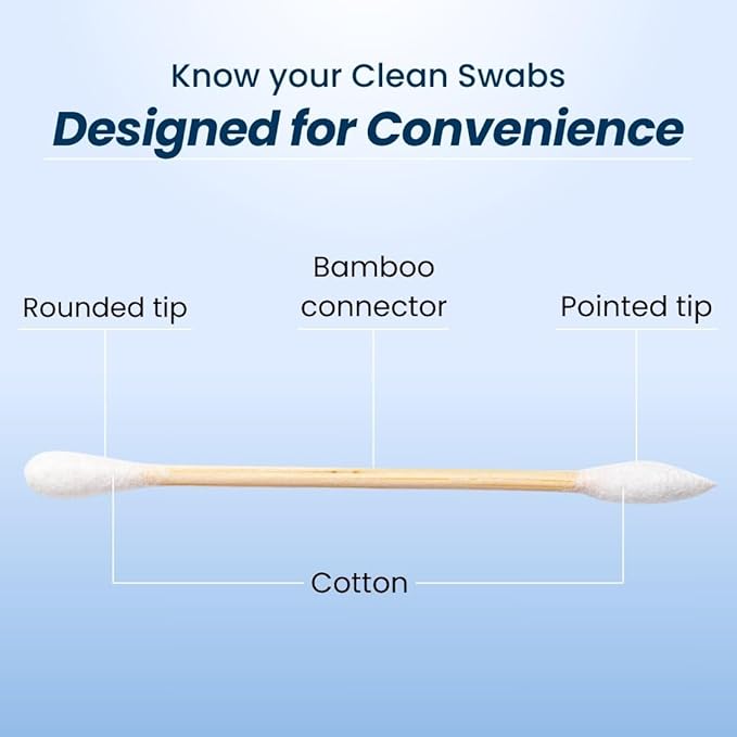 Clean Skin Club Clean Swabs | 6 Pack Total 3000 Count | One Pointed Tip | Biodegradable + Organic Cotton & Bamboo | Makeup & Nail Polish Touch-ups | Chlorine-Free & Hypoallergenic