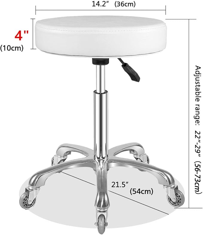 Rolling Stool with Wheels Adjustable Swivel Heavy Duty Hydraulic Stools Chair for Shop Guitar Lab Tattoo Workbench Medical (White)