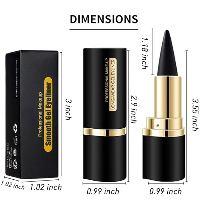 Kaely 2Pcs Black Brown Gel Eyeliner Pencil, Natural Black Eyeliner Cream for Waterline, Crayon Eye Liner Waterproof Smudge Proof, Smokey Eye Eyeshadow Palette Halloween Makeup, delineador de ojos
