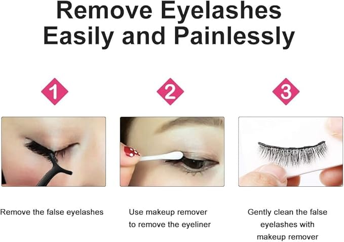 AOMIG Magnetic Eyelashes with Eyeliner Kit, 5 Pairs Natural Look False Eyelashes with Applicator, Waterproof Eyeliner Reusable Fake Lashes for Makeup Eyelashes Extension Black