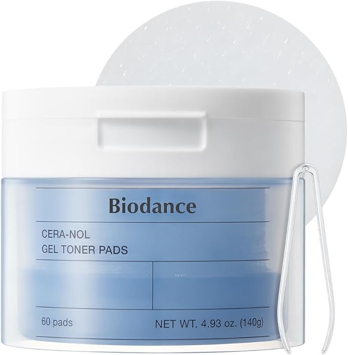 Biodance Cera-NOL Gel Toner Pads, Hydrating & Soothing for Sensitive Skin, Redness Reducing, Gentle Exfoliating Toner Pads, Korean Skincare, Stocking Stuffersㅣ4.93 fl.oz.(140g)*60Pads