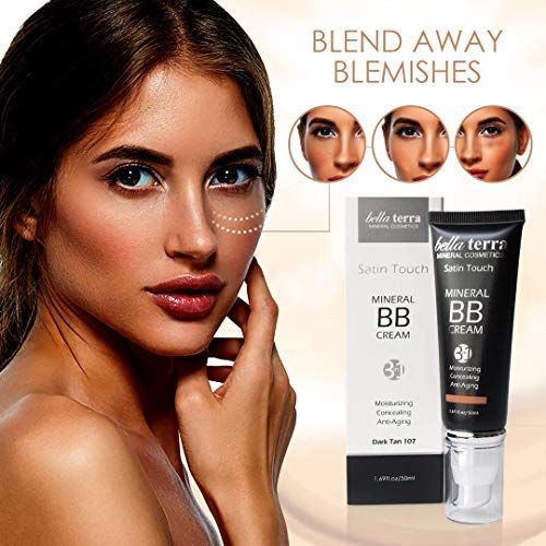 Bellaterra Cosmetics BB Cream – Tinted Moisturizer & Mineral Foundation Makeup, Dark 107 – Lightweight, Oil-Free, Buildable Coverage, Matte Finish, Anti-Aging Concealer, Clean Beauty, 1.69 oz