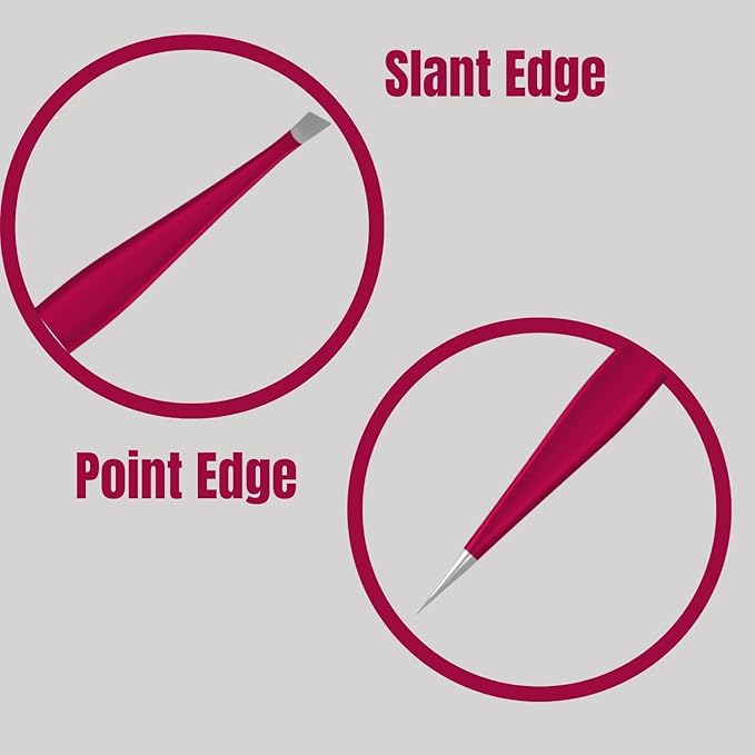 Suvorna Professional Tweezers for women facial hair - Sharp Pointed Tweezer & Slanted Eyebrow Tweezers for Women - Eyebrow Tweezer for Women, Lash tweezers and Splinter removal (4-inch size, Pink)