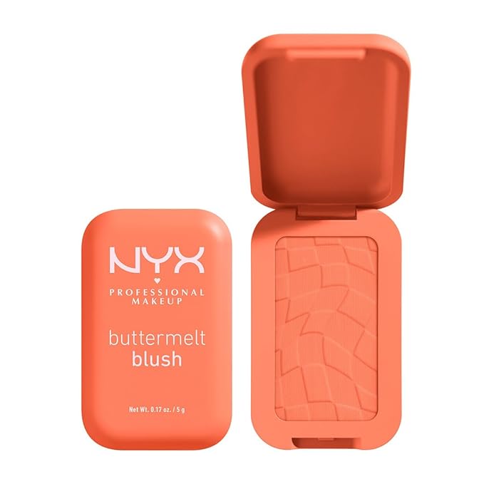 NYX PROFESSIONAL MAKEUP Buttermelt Powder Blush, Fade and Transfer-Resistant Blush, Up to 12HR Make Up Wear, Vegan Formula - Sooner The Butta
