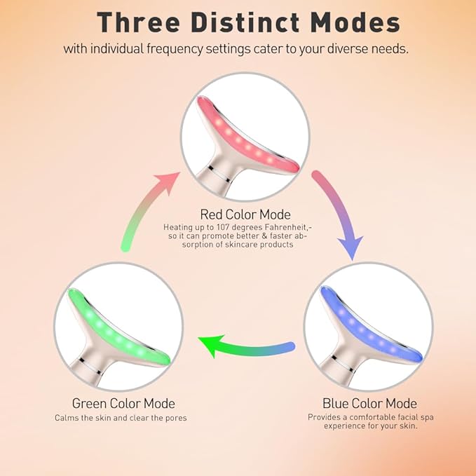 Facial Massager, 3 Modes Face Sculpting Tool, Vibrating Neck Face Massager with Thermals (Rose Gold)