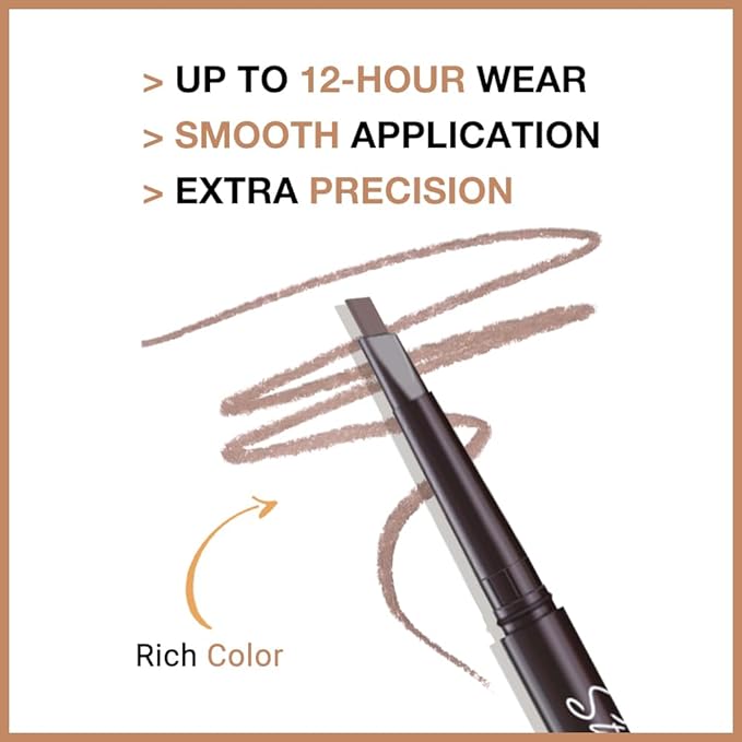 12 Pcs Ultimate Eyebrow Retractable Definer Pencils,Dual-Sided Natural Soft Textured Eyebrow Pencil, for Daily Look Eyebrow Makeup,Brow Brush,Fine Tip (12Pcs-Light Brown-Retractable Triangle)
