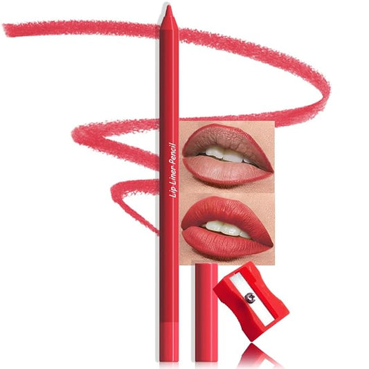 evpct 1Pcs Ruby Strong Red Matte Long Lasting Lip Liner Pencils Makeup for Shaping & Sculpting Lips, No Transfer Long Wear Waterproof Pigmented Lip Liner lipliners Crayon Lipstick Pencil Sharpener 21