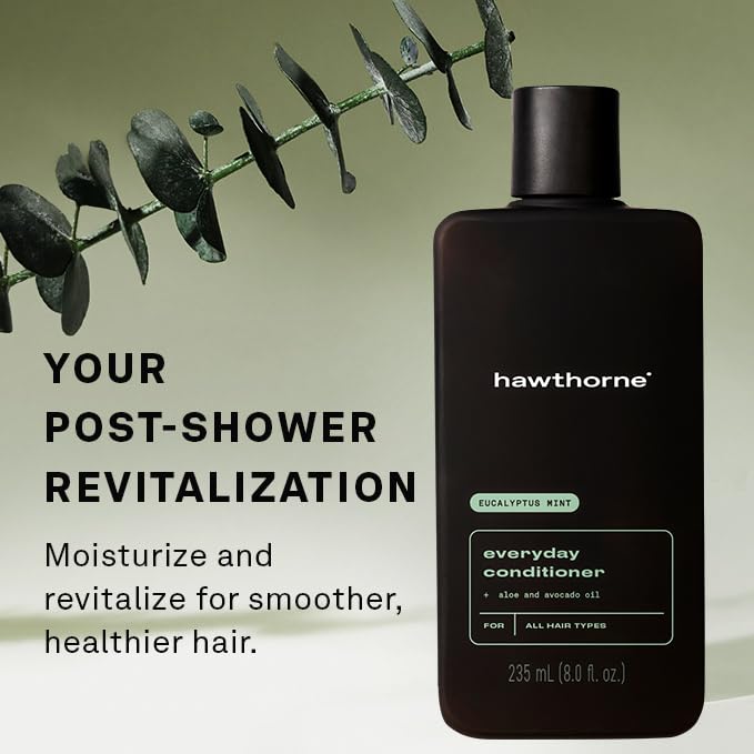 Hawthorne Everyday Conditioner For Men. Mens Conditioner For Stronger, Smoother, Healthier Hair with Plant-Derived Glycerin. Mint and Eucalyptus Scent. Natural, Sulfate Free, Paraben Free. 2-Pack.