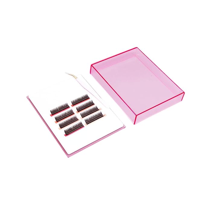 Eyelash Grafting Pallet with Cover, Dust-proof Acrylic Lash Tile holder, Dazzling Eyelash Extensions Storage Gasket Pads with Suction for Tweezers (Transparent Pink L)