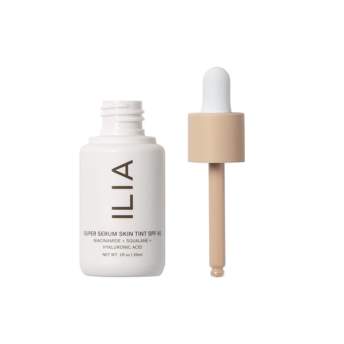 ILIA - Super Serum Skin Tint SPF 40 | Non-Comedogenic, Vegan, Lightweight to Help Against Blue Light, + Pollution while Hydrating, Smoothing, + Refining (Balos ST3, 1 fl oz | 30 ml)