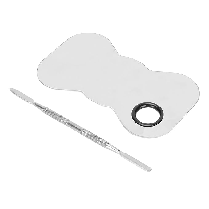Cosmetic Makeup Palette Spatula, Mixing Bow Shape Stainless Steel Makeup Palette for Cosmetic Blend