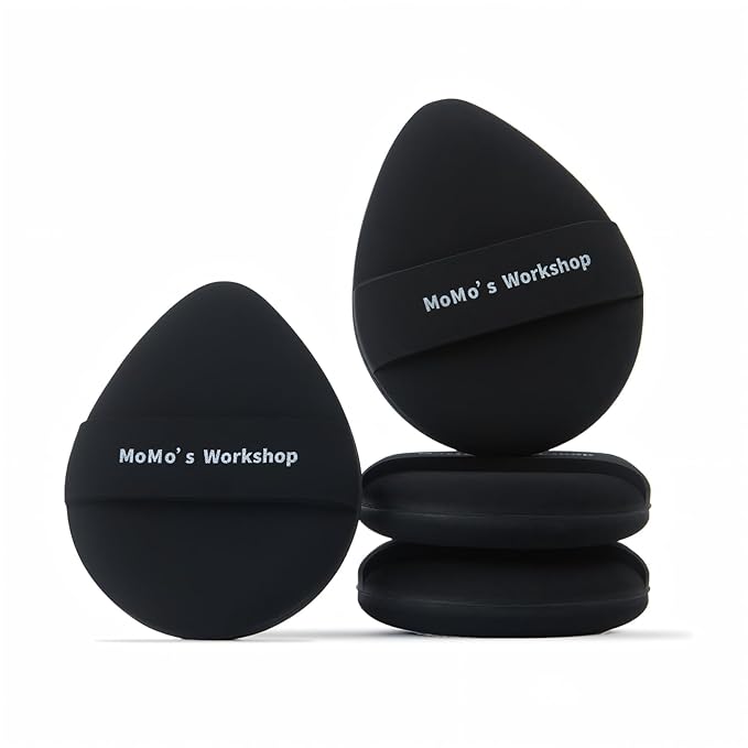 TATAMI Black Makeup Puff Set (Flat + Egg Shape) Rubycell,Cushion Puff, Quick Flawless Foundation Application for Hydrating Liquid Makeup,2pcs Foundation Sponge with Case