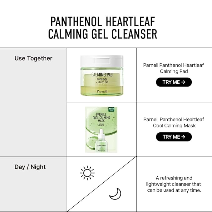 Parnell Panthenol Heartleaf Calming Gel Cleanser | 180ml / 6.08 fl.oz, soothing & moisturizing cleanser, korea skin care, korea beauty