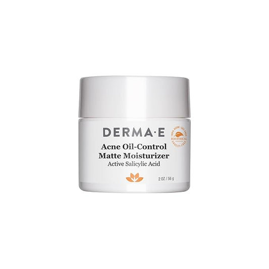 DERMA E Acne Oil Control Face Moisturizer, 2 Oz, Matte Moisturizer with Salicylic Acid, Tea Tree Oil & Aloe Vera, Face Cream Rebalances Sebum Production & Prevents Blemishes, Redness & Breakouts 2 Oz