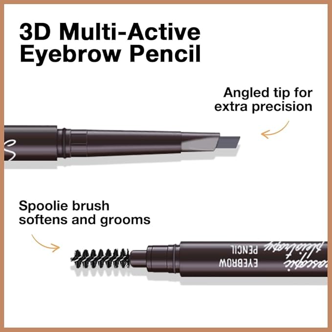 Retractable Eyebrow Pencils for Women, Waterproof Ash Gray Eye Brow Pen Brow Brush for Eye Makeup, Dual-Sided Soft Ultimate Definer Pencils, Fine Tip lapiz de cejas