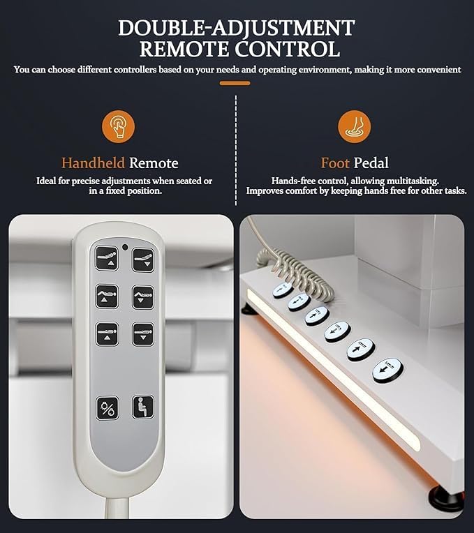 VARONXE Full Electric Massage Table Spa Bed, Professional Facial Bed with Independent Leg Adjustment, Armrests and Cradle, Medical Treatment Chair for Beauty Salon, White