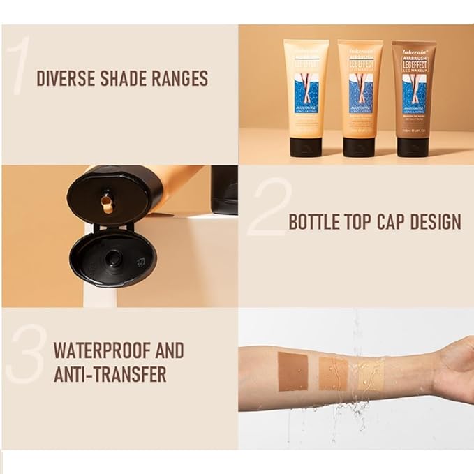 Leg Makeup Waterproof No Transfer,Leg and Body Scar Cover up,Tattoo Cover Up Makeup Waterproof,Long Last Body Foundation (2# Medium Golw, 4 FL OZ)