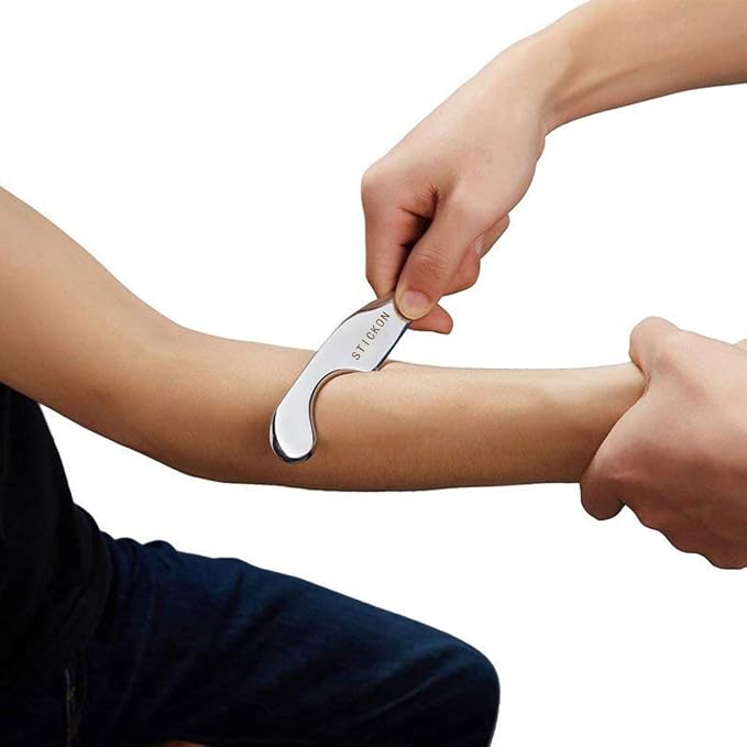 STICKON Stainless Steel Gua Sha Scraping Massage Tool Set IASTM Tools Great Soft Tissue Mobilization Tool (P Shape)