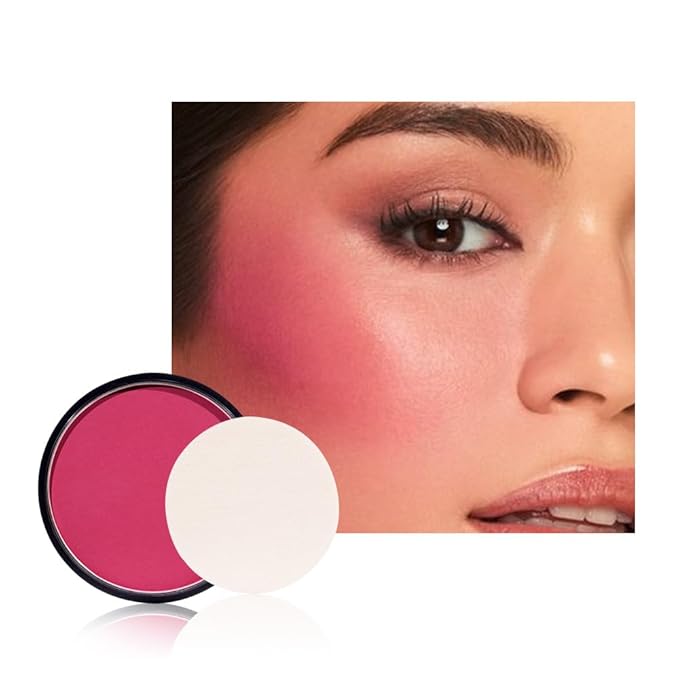 Natural Single Matte for Face Cheeks Blush with Makeup Powder Puff,Bright Red Monochrome Blusher Cream Powder Makeup Palette Blush Long-lasting Color Blendable Foundation for Women Every Day 08