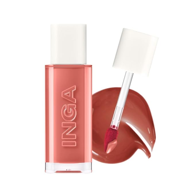 INGA Water Glow Lip Tint | Hydrating, Glossy Korean Lip Tint with Sheer Color & Glass-Like Shine | Long-Lasting, Non-Sticky Korean Lip Stain (NUDE GINGER)