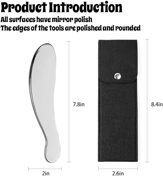 Stainless Steel Gua Sha Tool, Body Massage Gua Sha Tools with Smooth Edges, Physical Therapy Massage Scraper Tool for Release The Muscles Fascia of The Back, Legs, Arms，Neck and Shoulders ﻿ ﻿