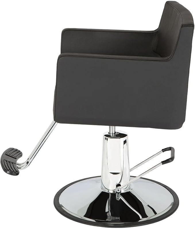 Buy-Rite Rosa Styling Chair for Professional Salons & Barbers - Black Crocodile Vinyl, 23" Chrome Base, Hydraulic Pump, Seamless Design, T-Bar Footrest, Wide Seat with Low-Cut Back, YLG-ROSASTYL-BLK