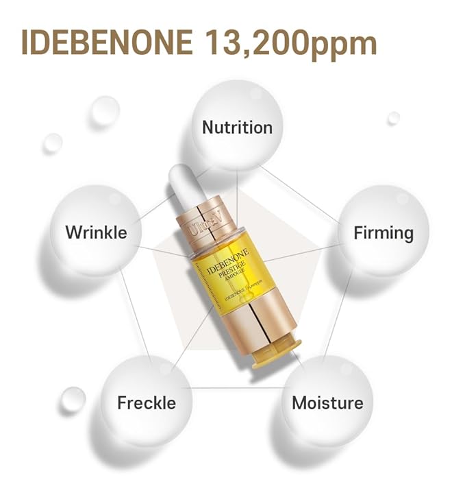 Ultra V Idebenone Prestige Ampoule, 1Vial, Anti-Aging Antioxidant Serum, 0.34 fl oz Each - Antioxidant, Anti Wrinkle, Smoothes, Softens, Hyaluronic Acid, Peptides