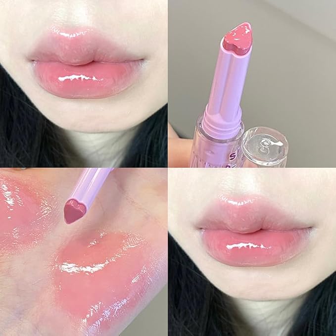 Petansy 6 Colors Jelly Lipstick Heart Shape Lipstick Set Plumping Serum Lip Balm Ultra Hydrating Smooth Lip Gloss for Women Makeup
