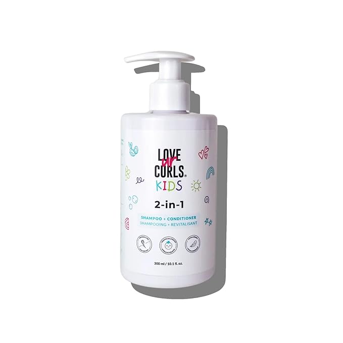 Love Ur Curls Kids - LUCK 2 in 1 Shampoo and Conditioner, Fragrance Free, Pediatrician Approved, Gentle Tear Free Unscented Formula, Easy to Detangle Curls, Sulfate and Paraben Free, 300 mL