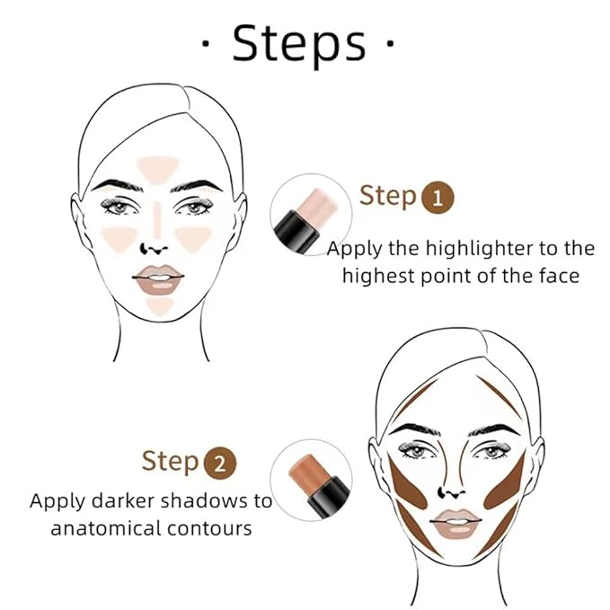 Double head outline pen, fluorescent pen stick, concealer, durable waterproof cosmetic pen, corrective makeup (#1)