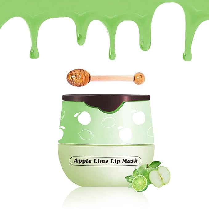 Apple Lime Lip Balm, Honey Strawberry Apple Watermelon Lip Mask Overnight, Moisturizing Lip Sleeping Mask, Vitamin E Lip Masks, Repairs And Prevents Chapped Lips (Apple Lime）