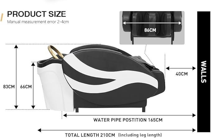 TATARTIST Automatic Smart Massage Shampoo Bed with Fumigation Head Therapy Armrest and Legrest Airbag Wrapping ABS Plastic Basin Body Electrical Massage Shampoo Bed for Spa Beauty Salon