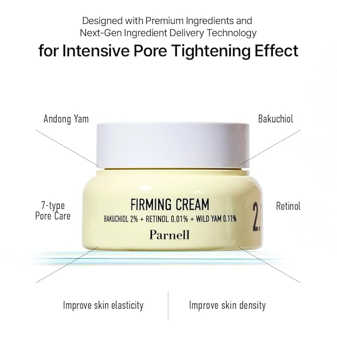 Parnell Bakuchiol Retinol Wild Yam Cream | Pore Care Moisturizer for Elasticity Support & Youthful Look | Dual Retinol K-Beauty (1.69 fl oz)