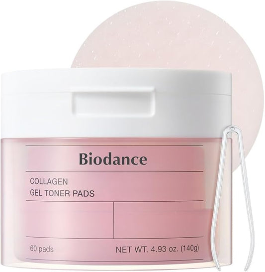 Biodance Collagen Gel Toner Pads, Pore Minimizer for Face, Improving Elasticity, Gentle Exfoliating Toner Pads for Sensitive Skin, Korean Skincare, Stocking Stuffersㅣ4.93 fl.oz.(140g)*60Pads