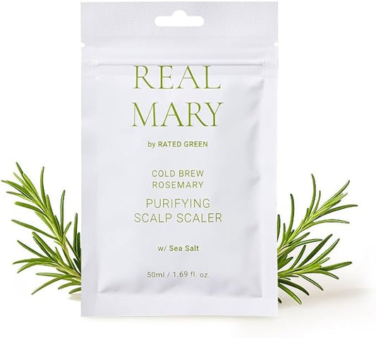 RATED GREEN Real Mary Cold Brew Rosemary Purifying Scalp Scaler w. Sea Salt | Menthol | Deep Refreshing Mask for Oily, Flaky Scalp | Korean Vegan Formula | 1.69 fl oz (Pack of 5)