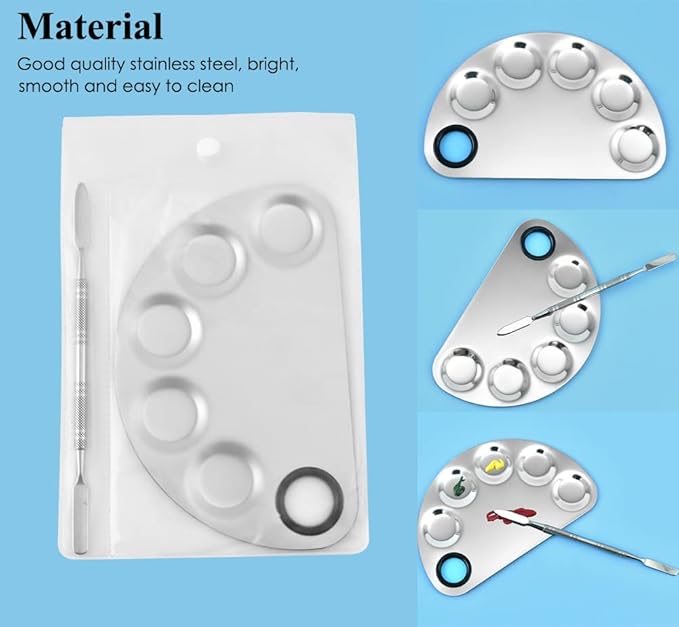 AKOAK Stainless Steel Beauty Palette, with Spatula Tool,