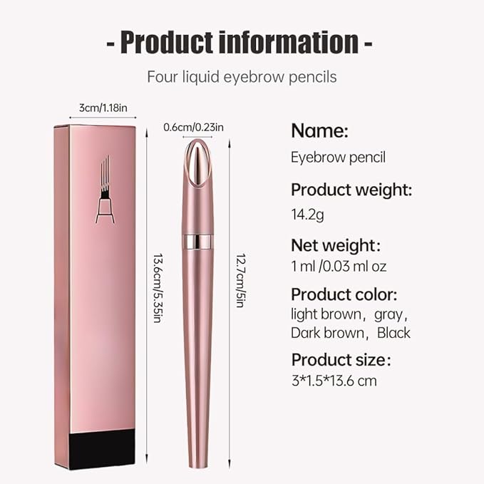 Microblading Eyebrow Pencil, 2026 New 3D Waterproof Eyebrow Pen, Four Tip Precision for Natural Gap Filling, Long-Lasting Eyebrow Makeup for Women (Dark Brown, 2 PCS)