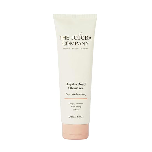 The Jojoba Company Bead Cleanser With Papaya & Quandong - Exfoliating & Hydrating Cream Face Wash - Gentle for Sensitive Skin - Pore Cleansing - For All Skin Types - 125ml