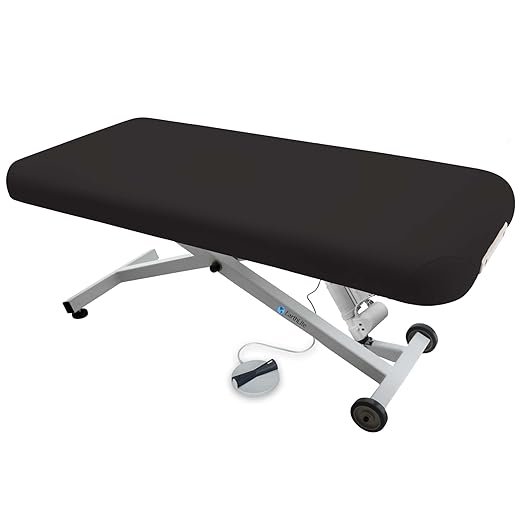EarthLite Ellora Electric Lift Massage Table, Flat Table Top, Made in USA, 30" x 73, Black