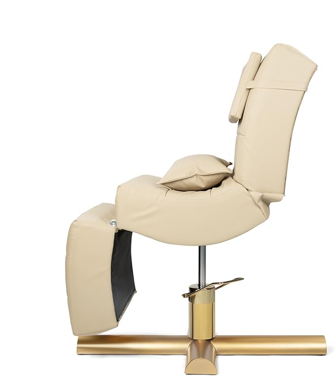 TATARTIST Curved Lash Bed Eyelash Extension Table High Density Sponge Comfortable Beauty Salon Treatment Table with Adjustable Backrest and Legrest (Light Khaki)