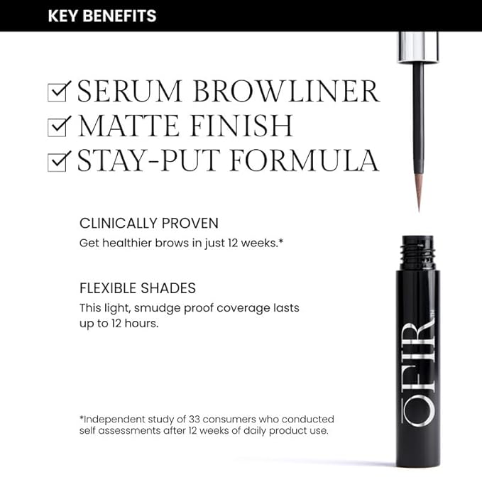 OFIR Brow Tonic Serum Browliner | Smudge-Proof Matte Finish | Hybrid Makeup & Skincare with Hyaluronic Acid & Plant Extracts | Strengthening | Cruelty-Free Brow Serum | Pecan - Warm Brown, 0.057 Oz