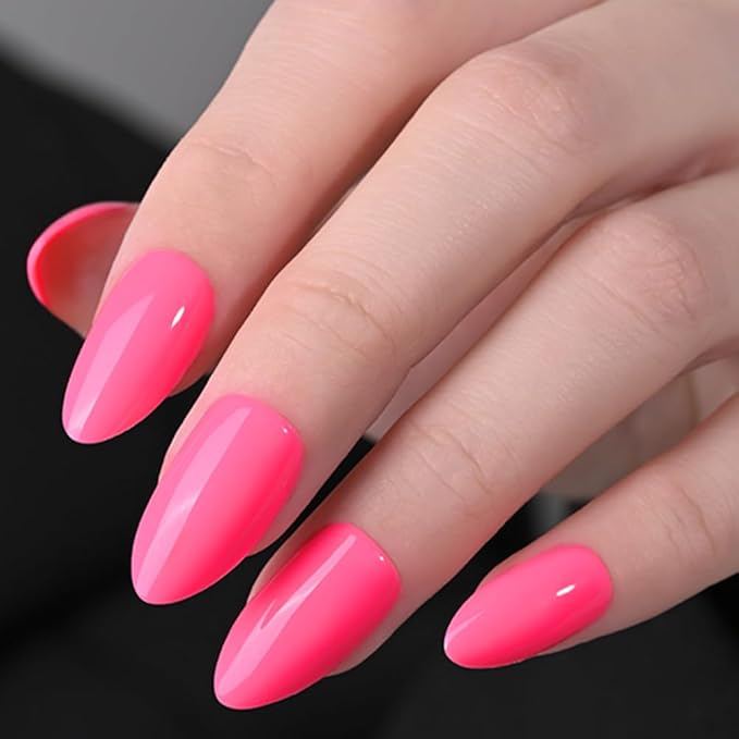 evpct Glossy Press on Nails Short Almond Short for Women, Rose Red Fake Nail with Glue Salon Quality Reusable Stick on Nails In 15 Sizes 30Pcs Full Cover False Nail Soft Gel Set Kit for Gift, 15